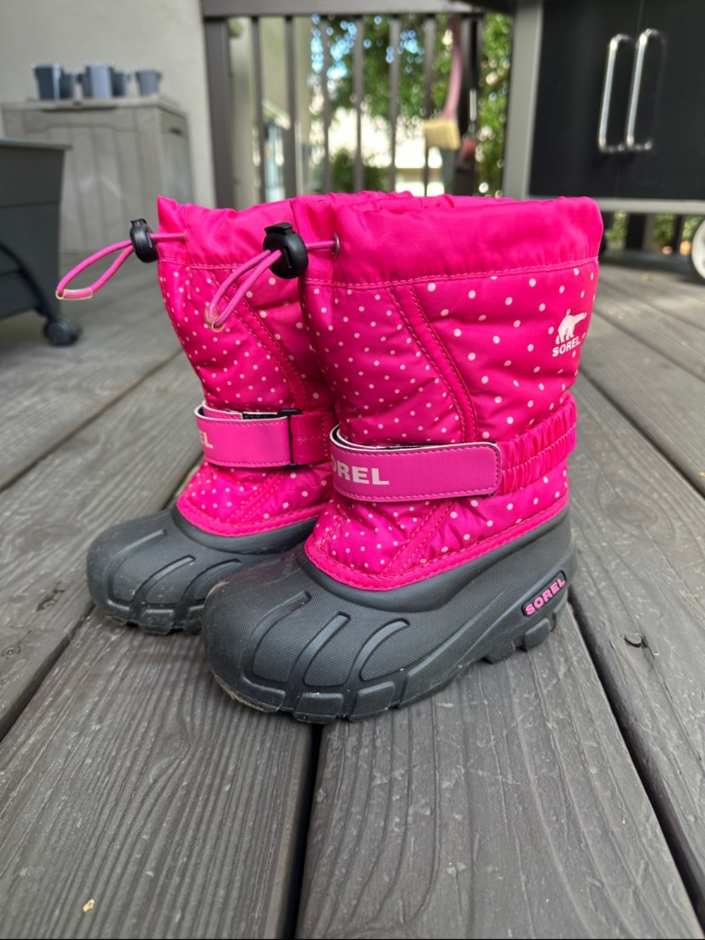 Sorel Flurry Toddler Snow Boots - Size 10 - Pink with White Polka Dots